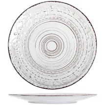 H&H Courtyard Set mit 6 flachen Tellern, Steinzeug, Weiß, 27,5 cm