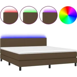 vidaXL Boxspringbett mit Matratze & LED Dunkelbraun 180x200 cm Stoff