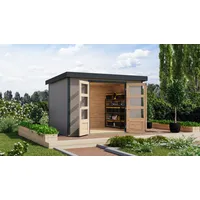 Karibu Hybrid Gartenhaus Jupiter 4 D", wassergrau/anthrazit