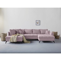 INOSIGN Wohnlandschaft »Lörby U-Form«, auch mit Aqua clean-Bezug, feine Steppung im Sitzbereich, lose Kissen rosa