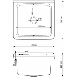 QLS Ausgussbecken Spülbecken Waschtrog Waschbecken Kammer Garten Garage Werkstatt 10843 - Weiß