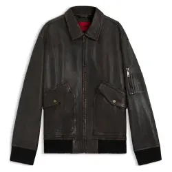 HUGO für Herren. 50541865 Braune Laviat-Jacke (M), Lässig, Leder
