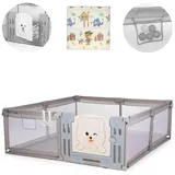 Chipolino Laufstall Amico Set Spielmatte 180 x 200 cm Halteringe Türe ab 1 Jahr beige