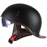 Motorrad Halbhelm Retro Motorradhelm mit ECE Zertifiziert Rollerhelm Cruiser Chopper Erwachsene Herren Damen Motorrad Jethelm mit Visier