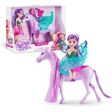 Sparkle Girlz 100413 Fairy Princess Puppenset Sammelbare Modepuppe, Einhorn Spielzeug, Lila, Small