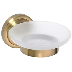 Brillantbad BETRO BRONZE Seifenschale Messing Glas Bronze 110x65x138 mm für Bad & Küche >> zum Bohren