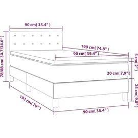 vidaXL Boxspringbett 90 x 190 cm Creme