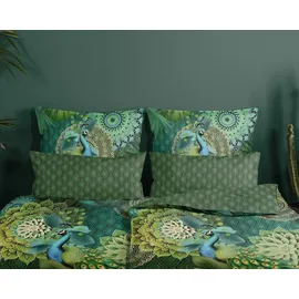 HIP Wendebettwäsche »Agatha« 2 Stk., tlg. Mako-Satin, Reißverschluss, Wendeoptik, Mandala, Pfau, grün,