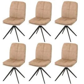 Mendler 6er-Set Esszimmerstuhl HWC-M68, Küchenstuhl Lehnstuhl, drehbar Auto-Position, Metall Stoff/Textil ~ grau