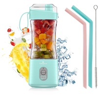 Vaeqozva Mixer Smoothie Maker To Go 380mL,Mini Standmixer Tragbarer Mixer Blender Smoothie Maker USB mit 6 Klingen für Saft Shake Marmelade Smoothie für Outdoor Sport Reisen,Hellblau