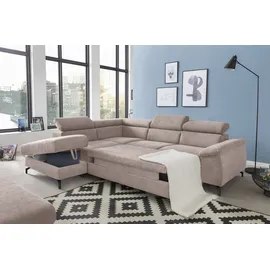 Cotta Ecksofa "Kitty L-Form, B: 249 cm", braun (mud), B:249cm H:72cm T:207cm, Microfaser (100% Polyester);Flachgewebe (100% Polyester), Sofas, Ecksofa, mit Kopfteilverstellung, optional Bettfunktion & Bettkasten