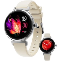 Zephyrion Smartwatch für Damen, Anruf-Empfang/Zifferblatt, 1,04 Zoll AMOLED Touchscreen Fitness-Tracker mit Herzfrequenz/BP/Schlafmonitor, IP68 wasserdicht, runde Damen-Smartwatch für Android iOS