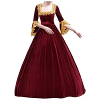 Damen Steampunk Gothic Kostüm Kleider Mittelalterliche Kleid mit Trompetenärmel Mittelalter Kleidung Party Renaissance Kostüm Maxikleid Elegant Aristokratische Kleid