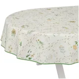 ANRO Wachstuchtischdecke abwaschbar Oval 220 x 140 cm Beige