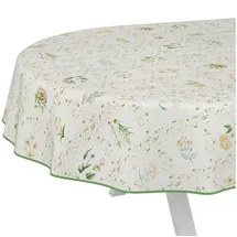 ANRO Wachstuchtischdecke abwaschbar Oval 220 x 140 cm Beige