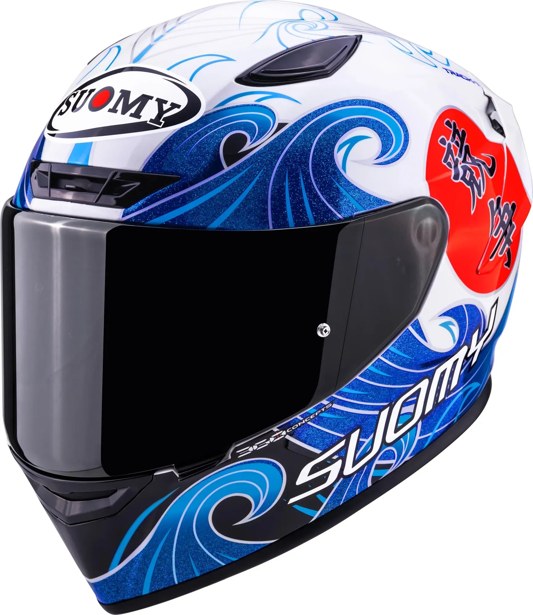 Suomy Track-1 Waves Helm, weiss-blau, Größe 2XL für Männer