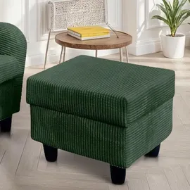 luma-home schönes für dein zuhause Ohrensessel Cordstoff 90 x 98 x 76 cm Grün mit Hocker und Zierkissen