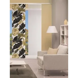 VISION S Schiebegardine LETHI, Digitaldruck Bambus-Optik, mit Blätter-Motiv, 260x60cm, Farbe: Gold