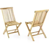 VCM 2er Set Holzstuhl Gartenstuhl Terrasse Stuhl klappbar Teak Holz natur