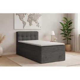 Deine Möbel 24 Boxspringbett 100 x 200 cm H3/H4 Anthrazit