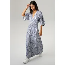 Aniston SELECTED Sommerkleid Grafischer Druck Jeansblau/Weiß 44