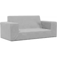 Kindersofa 2-Sitzer Hellgrau Weich Plüsch vidaXL