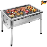 Picknickgrill Edelstahl 40 x 28 x 21 5 cm tragbarer Holzkohlegrill Camping