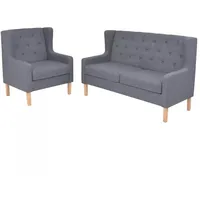 VidaXL 2-tlg. Sofa-Set Stoff Grau