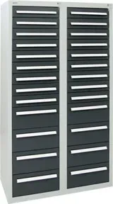 Stumpf Schubladenschrank Serie T-100/35-1, RAL 7035/7016, 26 Schubladen