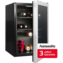 Hanseatic Getränkekühlschrank "HBC68ECBH", Energieeffizienz: E (A-G), silber (schwarz), B:43cm H:69cm T:47,5cm, Kühlschränke, inkl. 3 Jahre Herstellergarantie, Topseller