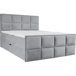Boxspringbett LEONIQUE "Timeo", grau (hellgrau), B:161cm L:210cm, Komplettbetten, Boxspringbett, in den Breiten 120,140,160 & 180 cm erhältlich