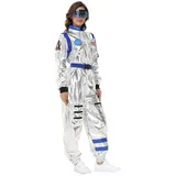 GYHCB Astronauten Kostüm Herren, Astronaut Kostüm Damen, Space Kostüm Herren Weltall Kostüm Jumpsuit für Cosplay Halloween Faschingskostüme