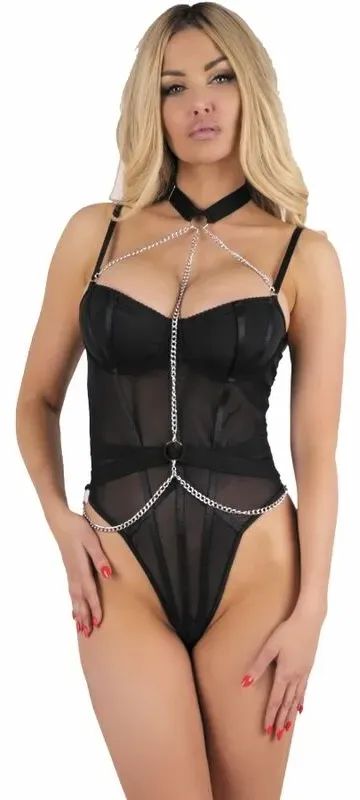 LIVCO CORSETTI FASHION  Melisenda CF 1709 Kimono + Hemd + String Schwarz - L