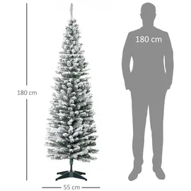 Homcom Künstlicher Weihnachtsbaum, 180 cm mit Kunstschnee, mit 390 Astspitzen