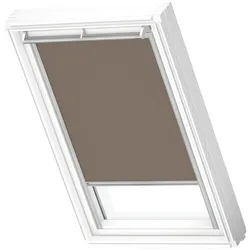 Verdunklungsrollo VELUX "DKL PK06 4574SWL", braun (nougat, weiß), PK06, stufenlos positionierbar, Aluminium, Polyester, Rollos, weiße Führungsschienen & Griffleiste