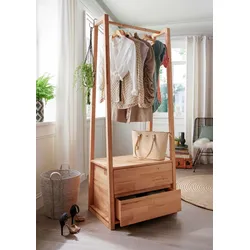 TPT Möbel BERN Garderobe Kernbuche massiv inkl. 2 Schubladen