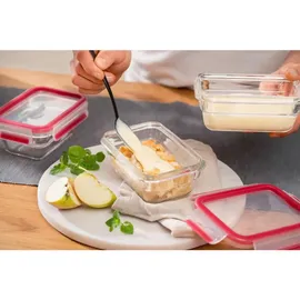 Emsa Clip&Close Glas rechteckig 450ml Aufbewahrungsbehälter Rot