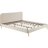 Dynamic24 Polsterbett mit Samtbezug Beige 180x200 cm Doppelbett Ehebett Bettgestell