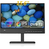 KCR 15,6-Zoll IPS 1080P Freeview Kabel TV,HDTV DVB-T2 Tuner,AV Eingang,HDMI/VGA PC Monitor,USB Slot,Fernbedienung,Auto (12 Volt) oder Netzstrom