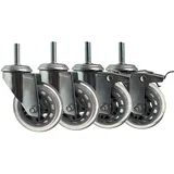 DQRMVV Lenkrollen 75mm Mit Gewinde, 4er Set Möbelrollen, Industrierollen, 200Kg Belastung, Gewindebolzen M8X30mm, M10X30mm, M12X30mm, Transportrollen(Size:M8*30mm,Color:2 Braked+2 Swivel)