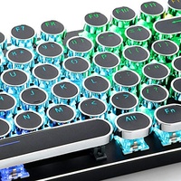 TopHGC Tastenkappen für mechanische Tastatur, 104 Tastenkappen Set Retro Typewriter Punk Style Runde Tastenkappe für die meisten von hinten beleuchteten mechanischen Tastaturen (Schwarz)