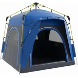 Outsunny Kuppelzelt für 4 Personen leicht, stabil wasserdicht UV 50+ Pop Up Campingzelt mit Haken Tür Fenster, Bodenplane Familienzelt mit 1000mm Wassersäule Zelt für Camping Reise Trekking Garten