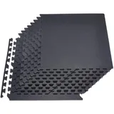 Vevor 12 x Puzzlematte Bodenschutzmatte 610 x 610 x 14 mm, Hochdichte EVA-Schaumstoffmatte, Ineinandergreifende Fitnessmatte Gymnastikmatte Sportmatte, Trainingsmatte Schwarz Heim-Fitnessstudio