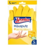 Spontex Hausputz Handschuhe, für alle Putz- und Pflegearbeiten im Haushalt, griffig und robust, innen mit Baumwollbeflockung, Größe L (10 x 1 Paar), Gelb