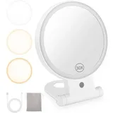 30-facher Vergrößerungsspiegel Mit Licht, Beleuchteter Vergrößerungs-schminkspiegel, Wiederaufladbarer Beleuchteter Vergrößerungsspiegel, Tragbarer Klappbarer Kosmetikspiegel Mit Aufbewahrungstasche,