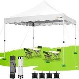 HOTEEL Pavillon 3x3 Faltpavillon 3x3 Wasserdicht Stabil mit 4 SandsäCke, Hoher Gipfel, Uv Schutz 50+ Partyzelt Gartenpavillon Pop Up Pavillon, fürs Camping, Event, Garten, Stahlrahmen, Weiß