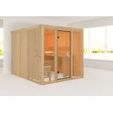 Woodfeeling Karibu Sauna Askja Ohne Ofen inkl. gratis Zubehörpaket (Gesamtwert 191,92€)