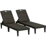 Outsunny Sonnenliege 2er Set 120 x 60 x 30 cm Schwarz