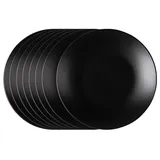 HIT Trading Dessertteller 8er Set BRUNCH, Ø 21 cm - Schwarz matt - Steingut - 8er Set