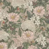 Profhome 394262-GU Blumen Tapete Floral Matt Rosa Grün Weiß Orange 0,53 m x 10,05 m 5,33 m2